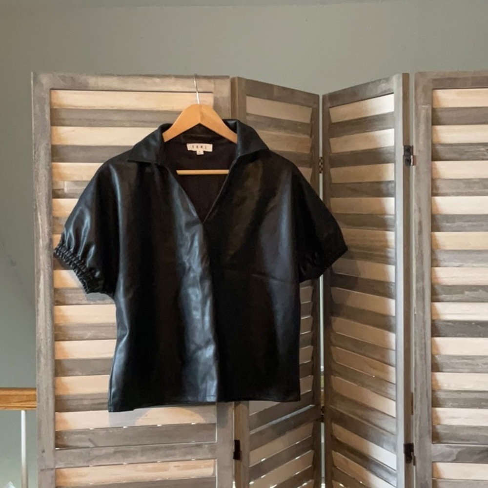 NWOT Faux Leather Top Size Small